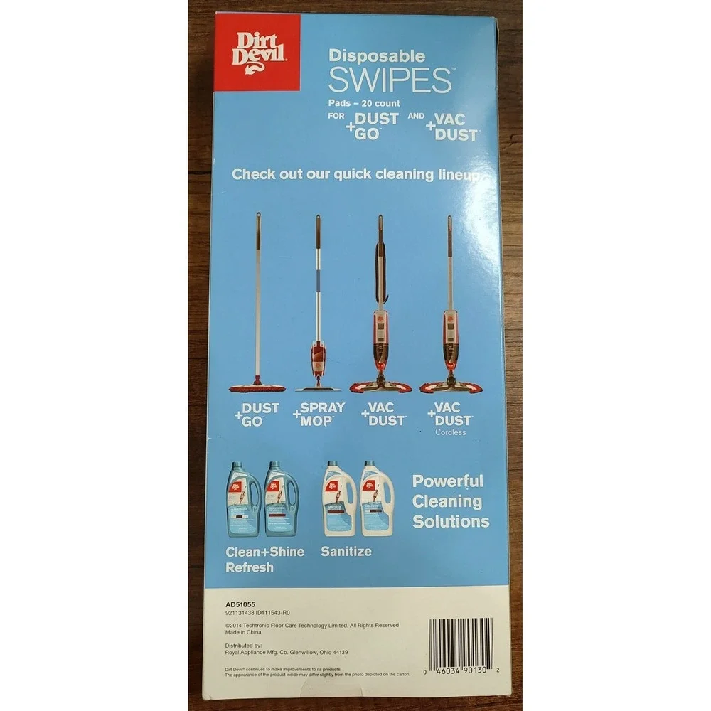 Dirt Devil Disposable Swipes Pads 20 Pack For Dust Go & Vac Dust Mop AD51055 B15